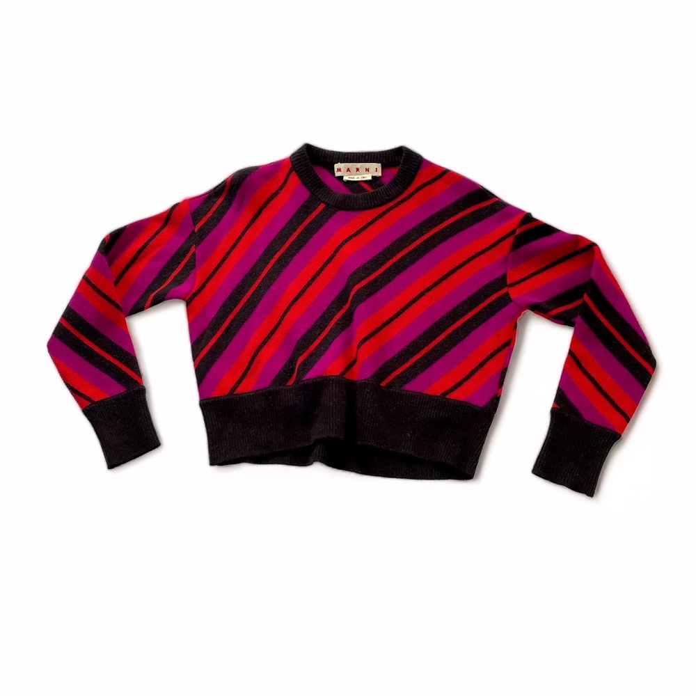 MARNI Striped Wool Crop Sweater